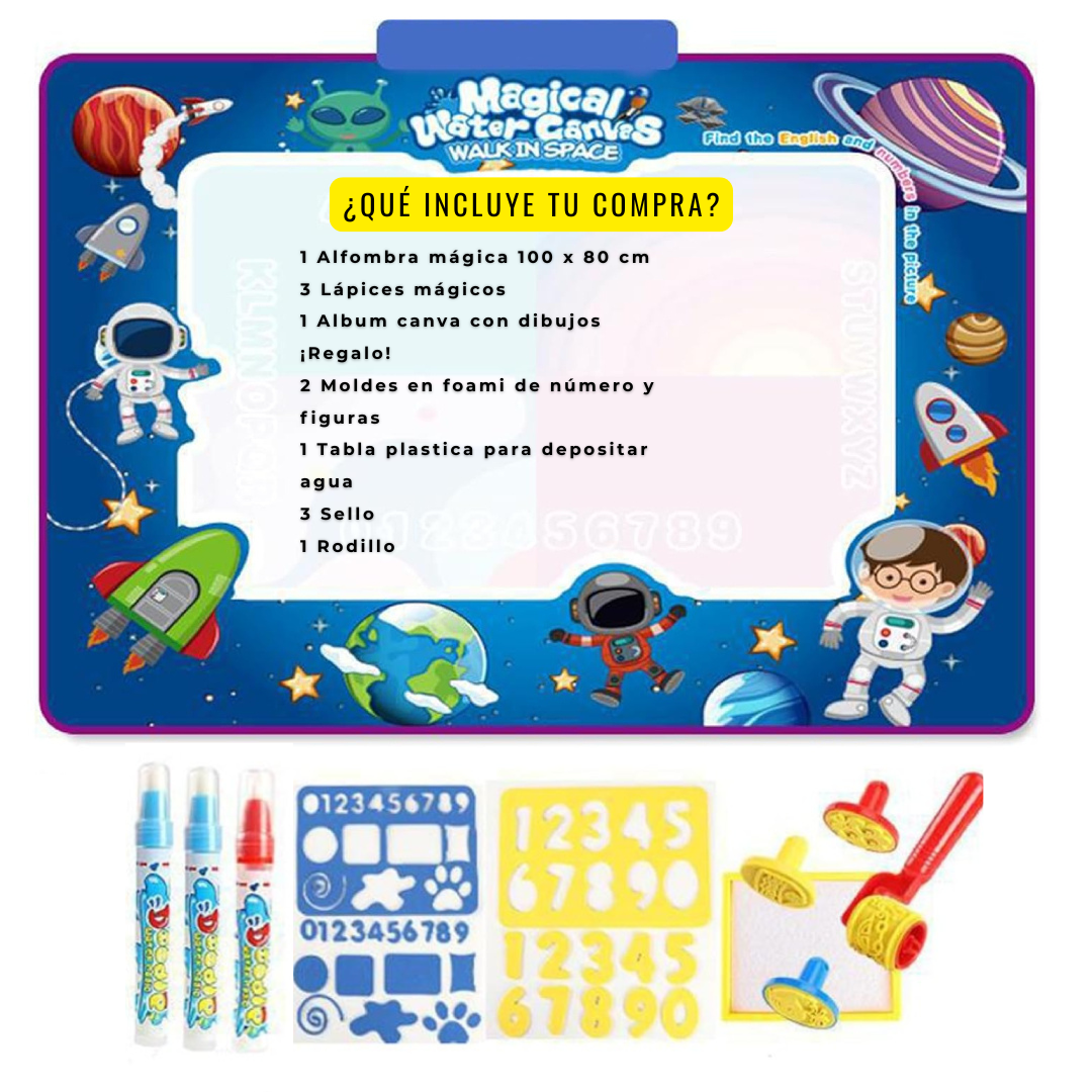 Alfombra Mágica de Agua: Dibuja, Aprende y Borra Sin Ensuciar.